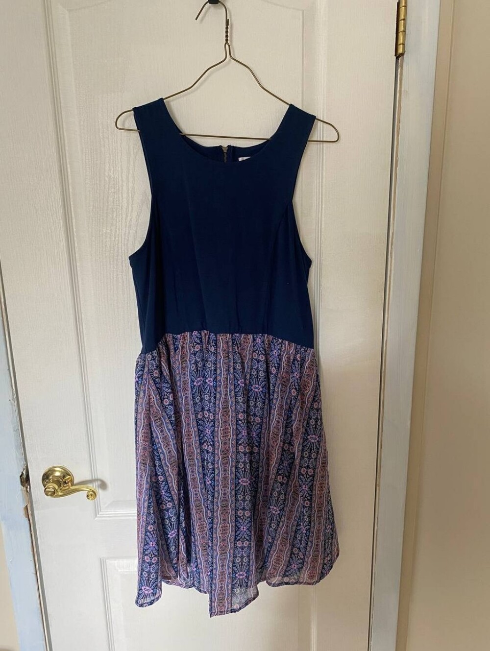 Target Xhilaration Dress Navy Blue With Patterned Skirt Size XL